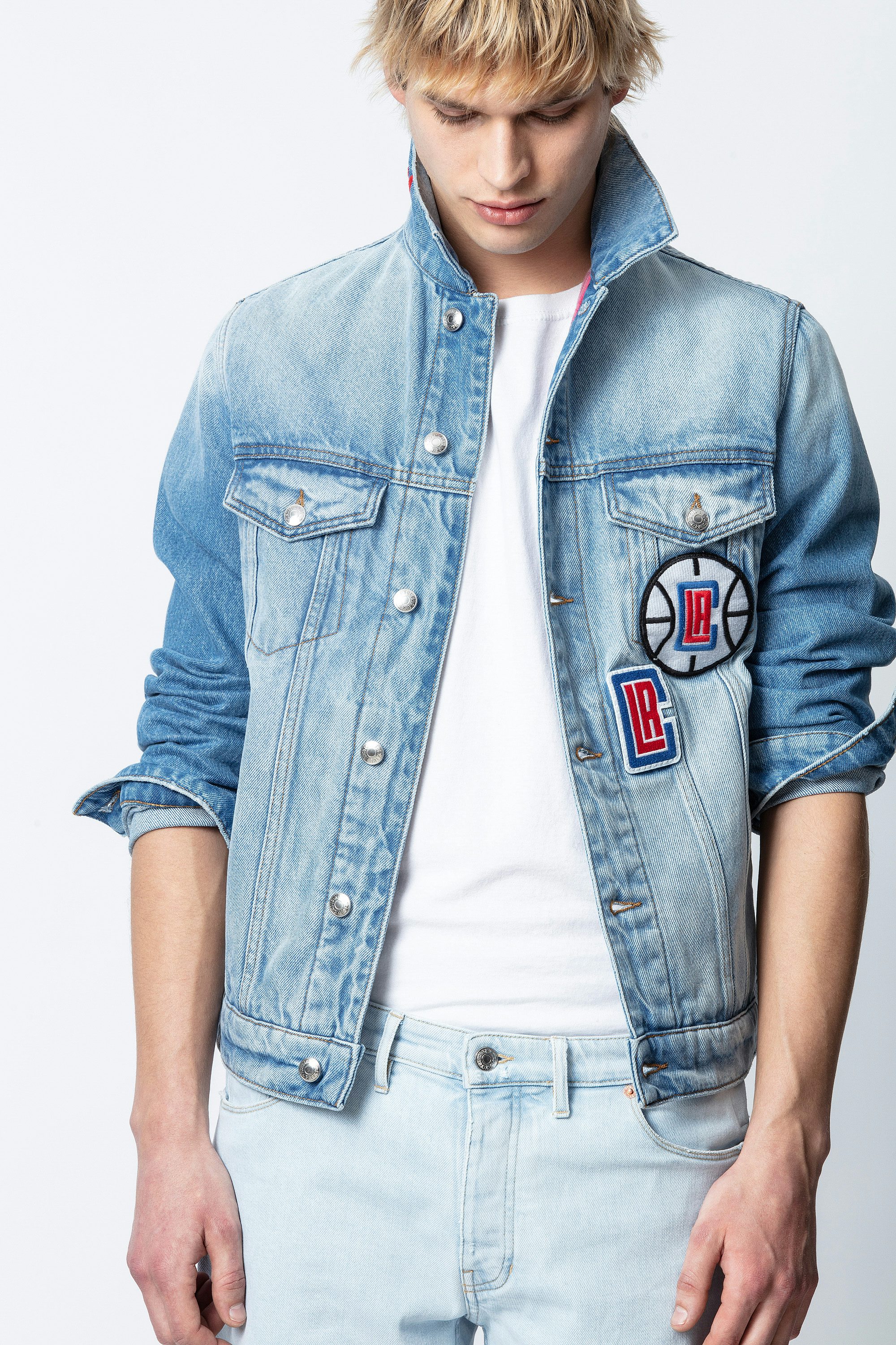 Blouson Base LA Clippers - Blauer Herrenblouson aus Jeansstoff, Kapselkollektion NBA©.